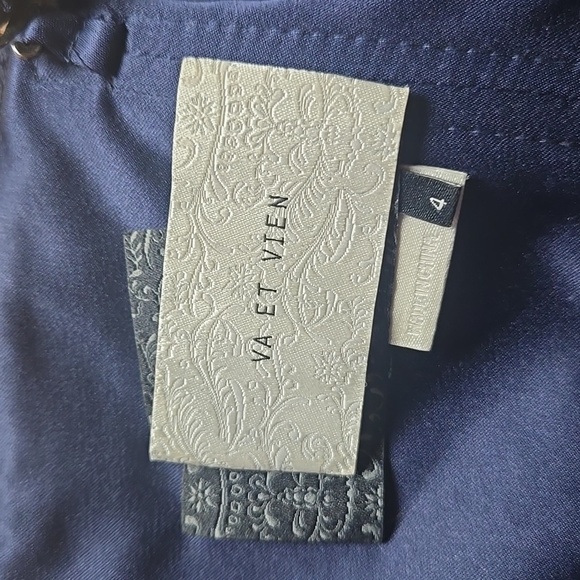 Anthropologie Va et Vien for BHLDN navy blue lace tulle skirt belted dress - Picture 6 of 7